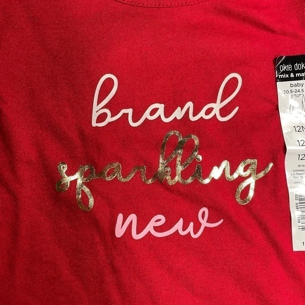 Okie Dokie Baby Girl Shirt Graphic Red Tank Long Sleeve Bundle Size 12 Months